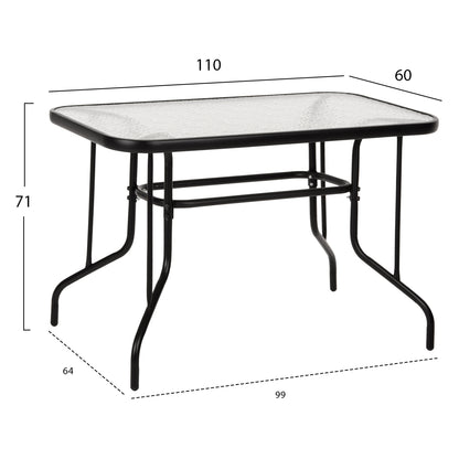 OUTDOOR DINING SET 5PCS ADAM HM21219.01 METAL CHAIRS & TABLE 110x60 BLACK
