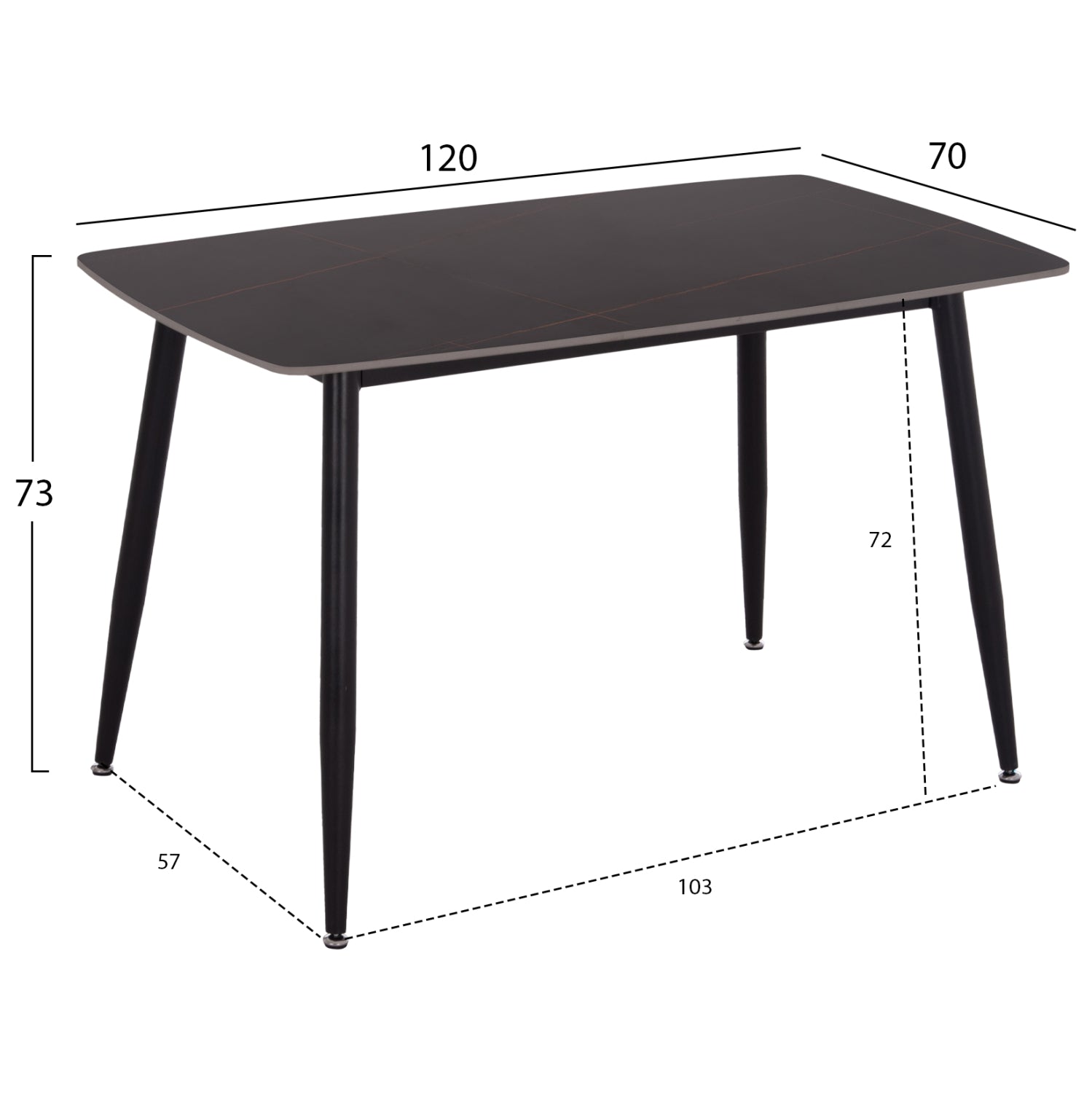 DINING SET 5PCS RAVEN HM21265.02 CERAMIC TOP BLACK MARBLE--VELVET IN CYPRESS GREEN