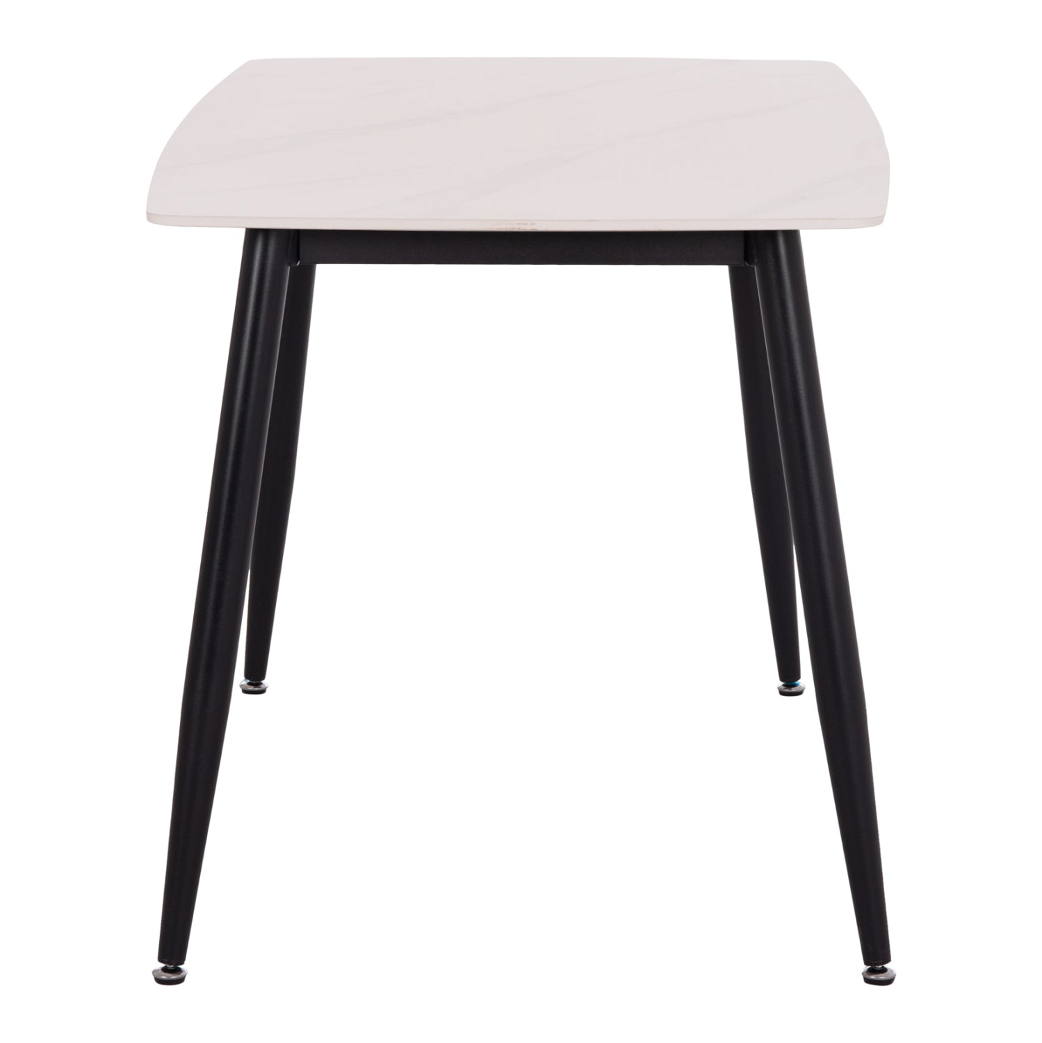 DINING SET 5PCS RAVEN HM21266.01 CERAMIC TOP WHITE MARBLE--PU IN CREAM WHITE