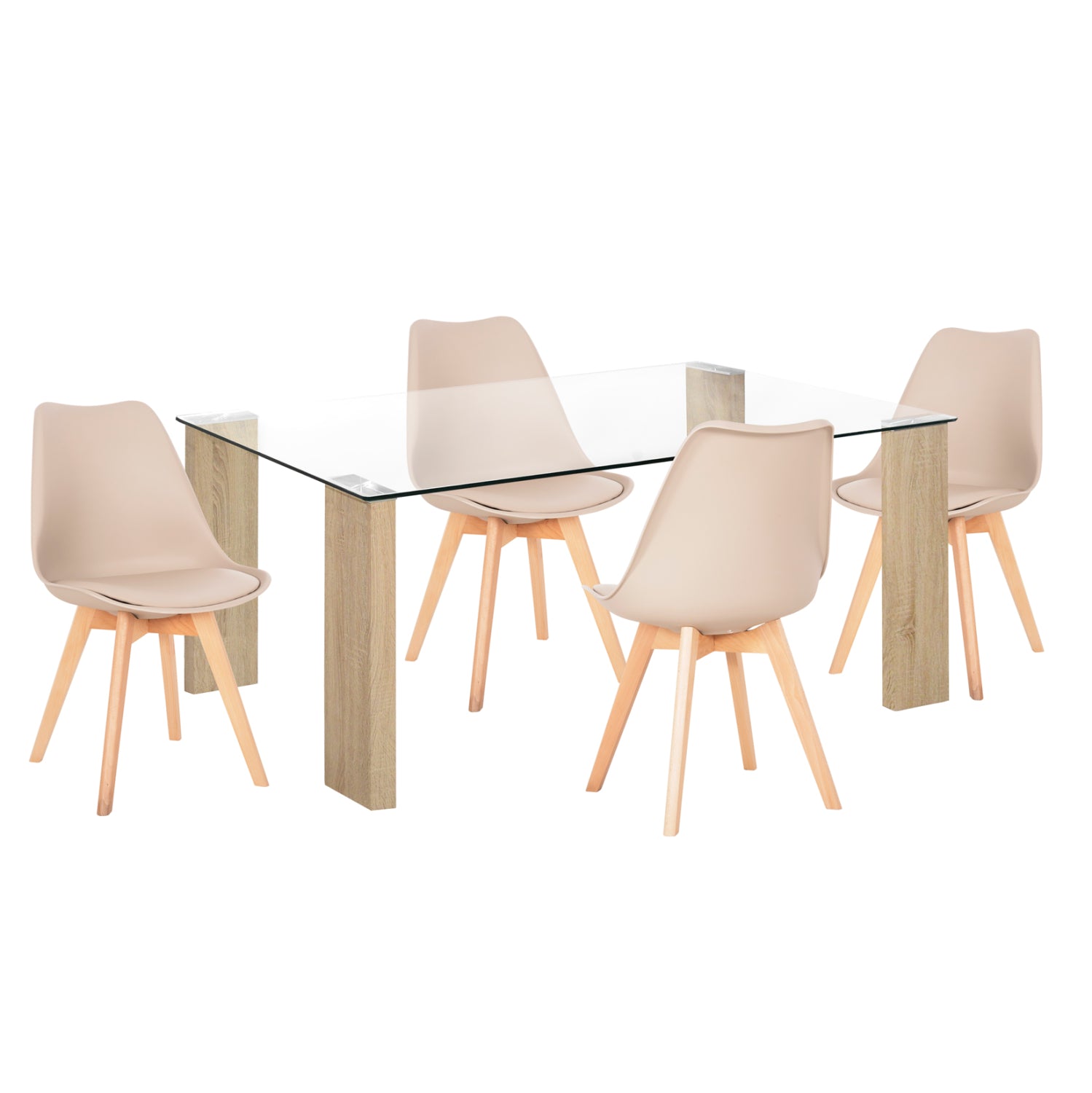 DINING SET 5PCS MORGAN HM21269.01 DINING TABLE & 4 DINING CHAIRS - CAPPUCCINO