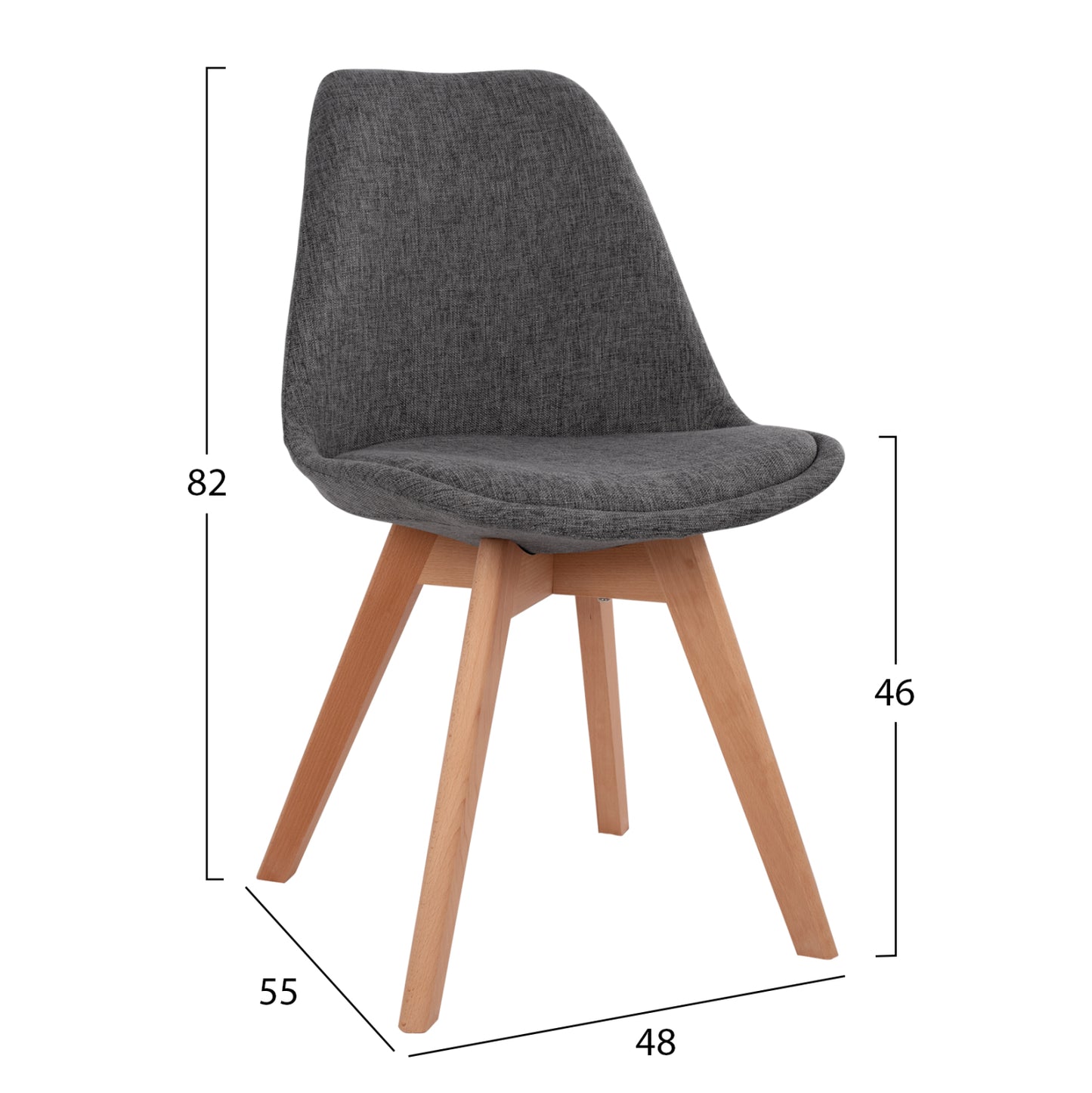 DINING SET 5PCS MORGAN HM21269.03 DINING TABLE & 4 DINING CHAIRS - GREY FABRIC