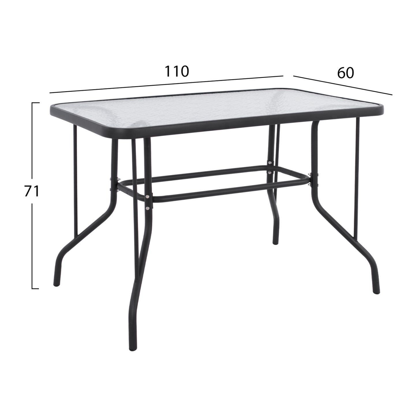 DINING SET 5PCS HM5193.01-METALLIC IN GREY-4 CHAIRS & TABLE 110X60cm.