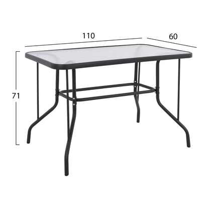 DINING SET 5PCS HM5193.01-METALLIC IN GREY-4 CHAIRS & TABLE 110X60cm.