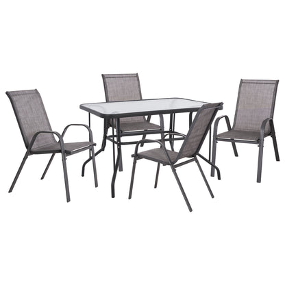 DINING SET 5PCS HM5193.01-METALLIC IN GREY-4 CHAIRS & TABLE 110X60cm.