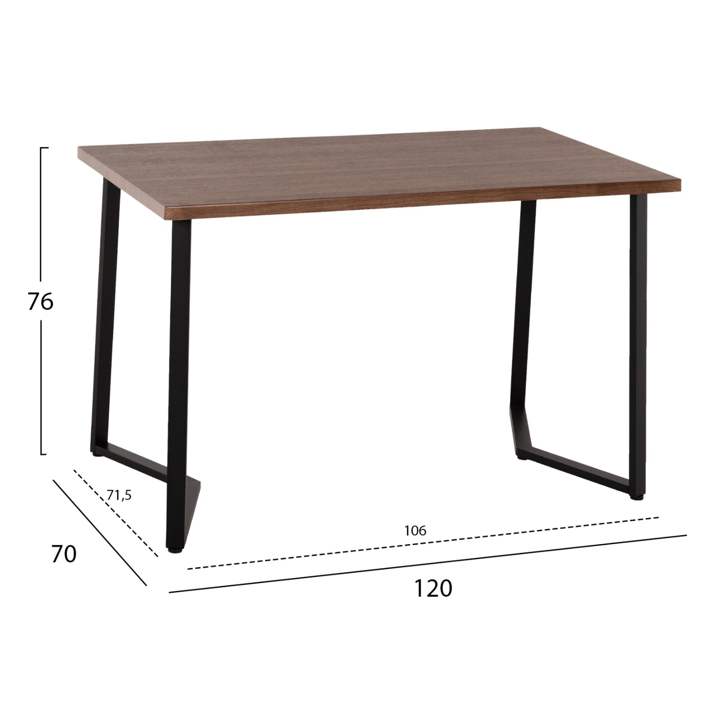 DINING SET JAY 5PCS HM9529.01 WALNUT COLORED TABLE-GREY FABRIC CHAIRS 120x70x76Hcm.
