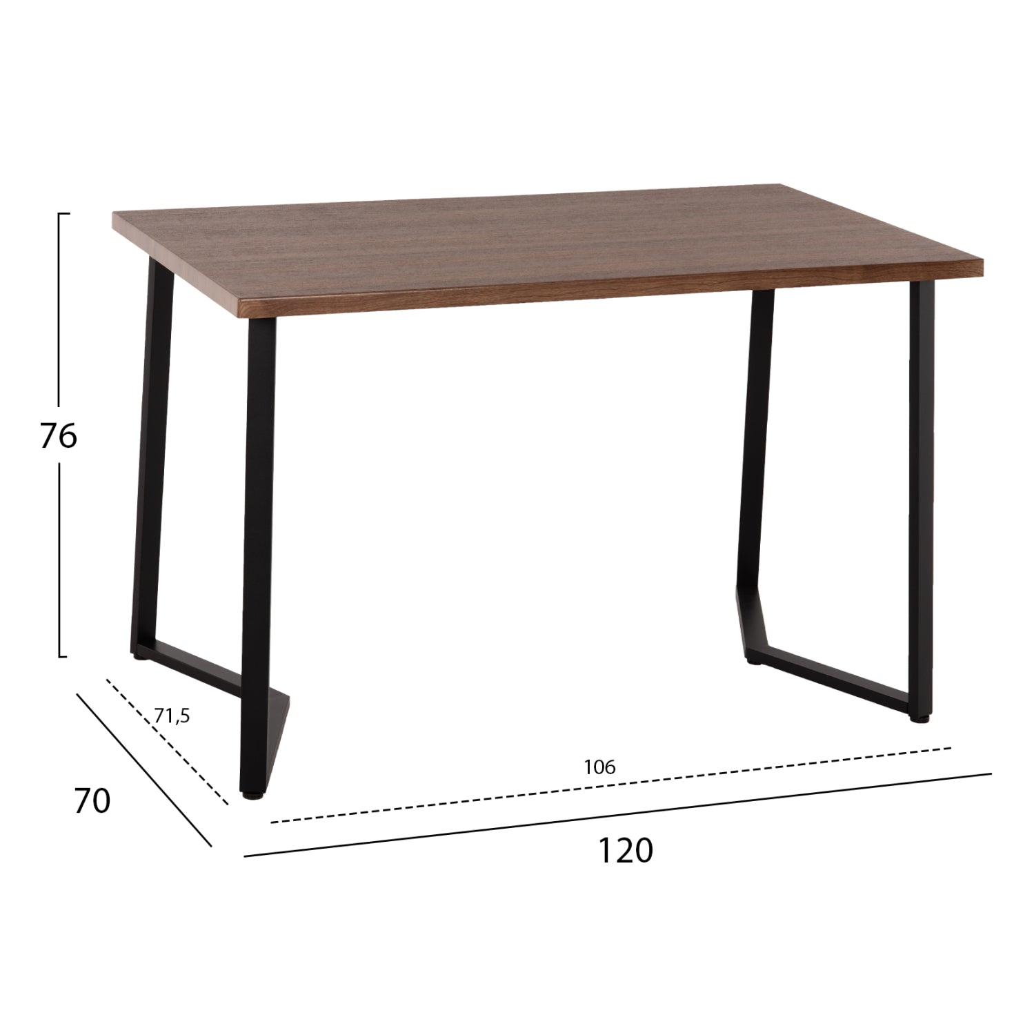 DINING SET JAY 5PCS HM9529.01 WALNUT COLORED TABLE-GREY FABRIC CHAIRS 120x70x76Hcm.
