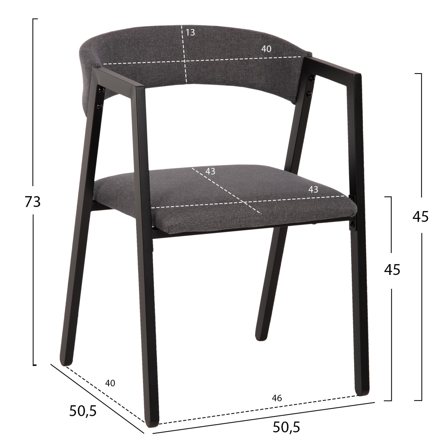 DINING SET JAY 5PCS HM9529.01 WALNUT COLORED TABLE-GREY FABRIC CHAIRS 120x70x76Hcm.