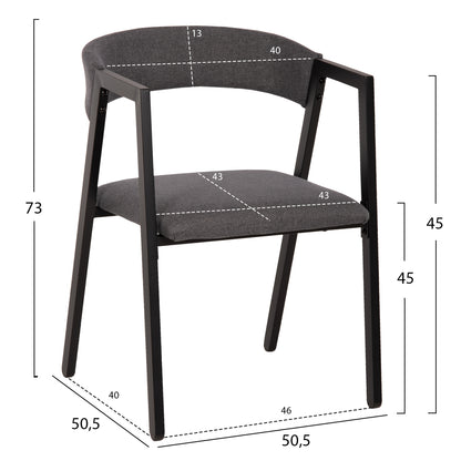 DINING SET JAY 5PCS HM9529.01 WALNUT COLORED TABLE-GREY FABRIC CHAIRS 120x70x76Hcm.