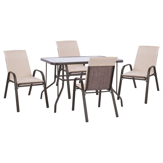 OUTDOOR DINING SET 5PCS HM10568.02 TABLE 120X70cm & 4 CHAIRS WITH CUSHION- IN BROWN COLOR