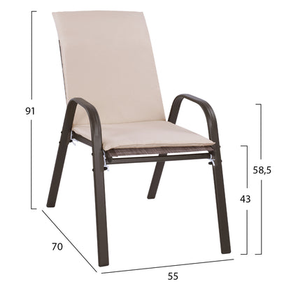 OUTDOOR DINING SET 5PCS HM10566.02 WITH TABLE 110X60cm & 4 CHAIRS WITH CUSHIONS IN BROWN