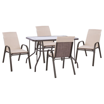 OUTDOOR DINING SET 5PCS HM10566.02 WITH TABLE 110X60cm & 4 CHAIRS WITH CUSHIONS IN BROWN