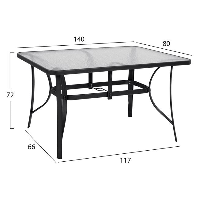 Set Dining Table 5pieces HM10562.01 with table 150x90x72cm from metal grey