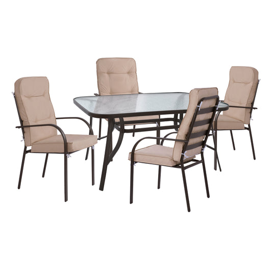 OUTDOOR DINING SET 5PCS ENDIKA HM10562.02 METALLIC 5PCS BROWN-BEIGE