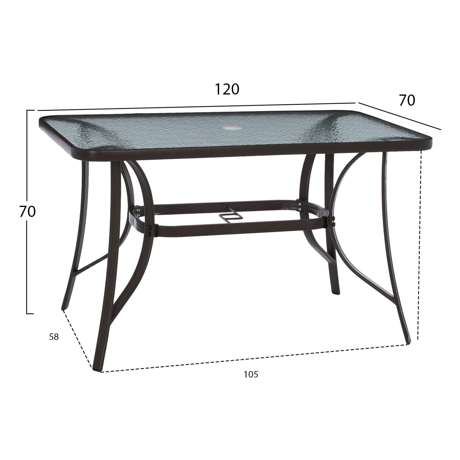 OUTDOOR DINING SET 6PCS BRAVO HM11543.02 DINING TABLE-UMBRELLA-4 ARMCHAIRS--BROWN COLOR