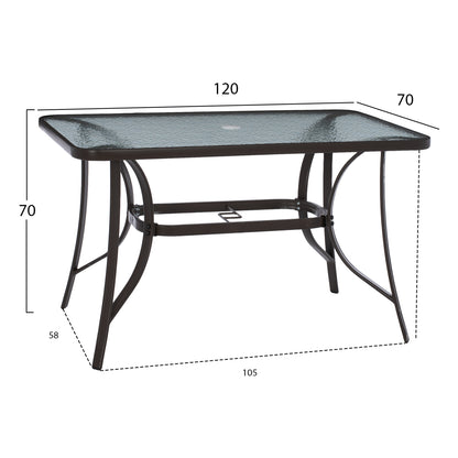 OUTDOOR DINING SET 6PCS BRAVO HM11543.02 DINING TABLE-UMBRELLA-4 ARMCHAIRS--BROWN COLOR