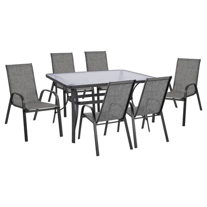 Set Dining Table 7 pieces 140x80 Bruno & 6 pieces Leon Armchair