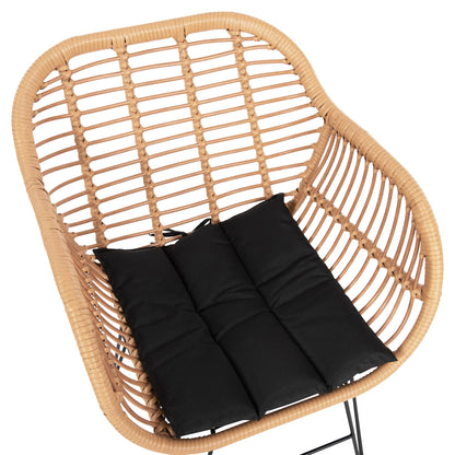 OUTDOOR DINING SET 7PCS ALLEGRA HM10495 WICKER IN BEIGE-METAL IN BLACK