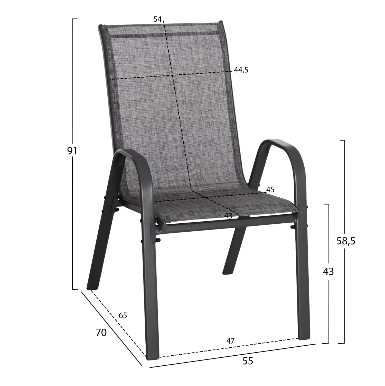 DINING SET 7PCS HM10557.01-GREY COLOR-4 ARMCHAIRS & 2 FOLDING CHAIRS