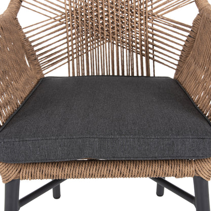 OUTDOOR DINING SET 7PCS TOPIN HM10825.03 ALUMINUM IN DARK GREY--POLYWOOD--P.E.RATTAN
