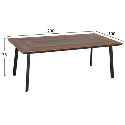 OUTDOOR DINING SET 7PCS TABER HM10829.01 ALUMINUM IN DARK GREY--POLYWOOD--P.E.ROPE