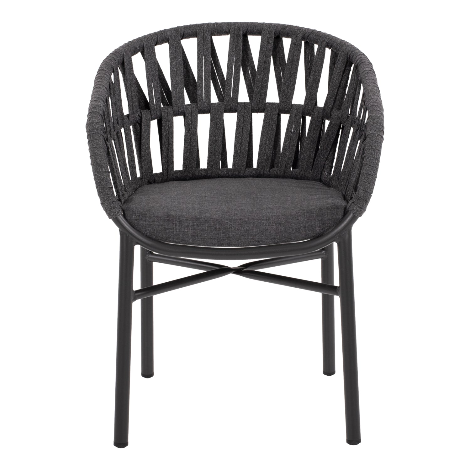 OUTDOOR DINING SET 7PCS TABER HM10829.01 ALUMINUM IN DARK GREY--POLYWOOD--P.E.ROPE