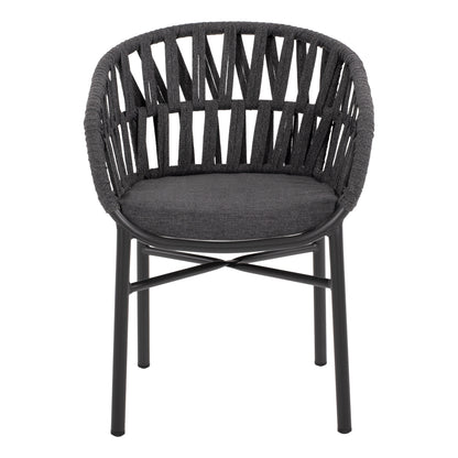 OUTDOOR DINING SET 7PCS TABER HM10829.01 ALUMINUM IN DARK GREY--POLYWOOD--P.E.ROPE
