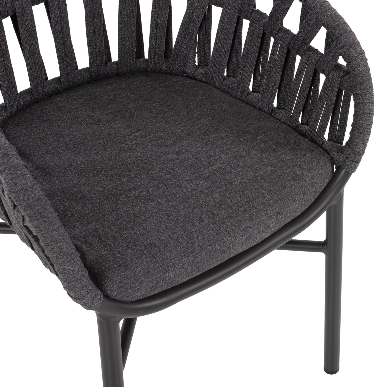 OUTDOOR DINING SET 7PCS TABER HM10829.01 ALUMINUM IN DARK GREY--POLYWOOD--P.E.ROPE
