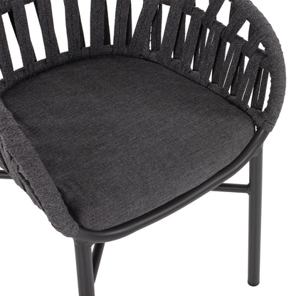 OUTDOOR DINING SET 7PCS TABER HM10829.01 ALUMINUM IN DARK GREY--POLYWOOD--P.E.ROPE