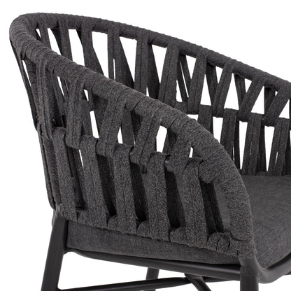 OUTDOOR DINING SET 7PCS TABER HM10829.01 ALUMINUM IN DARK GREY--POLYWOOD--P.E.ROPE