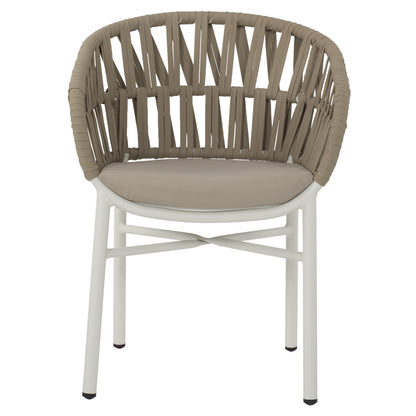 OUTDOOR DINING SET 7PCS TABER HM10829.02 ALUMINUM IN WHITE--POLYWOOD--P.E.ROPE BEIGE