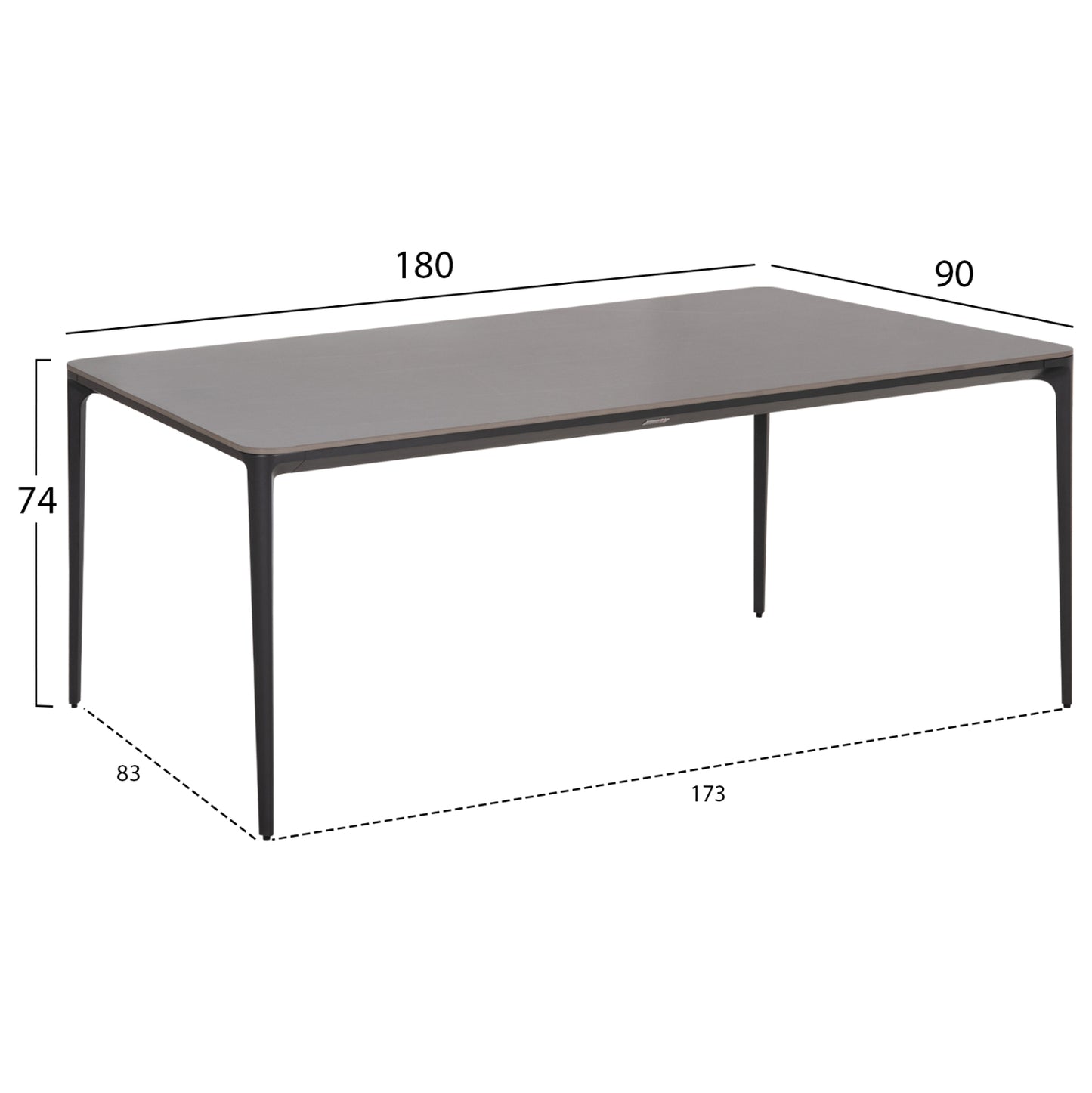 OUTDOOR DINING SET 7PCS STAD HM10863.01 GREY ALUMINUM-SINTERED STONE TOP-OLEFIN FABRIC