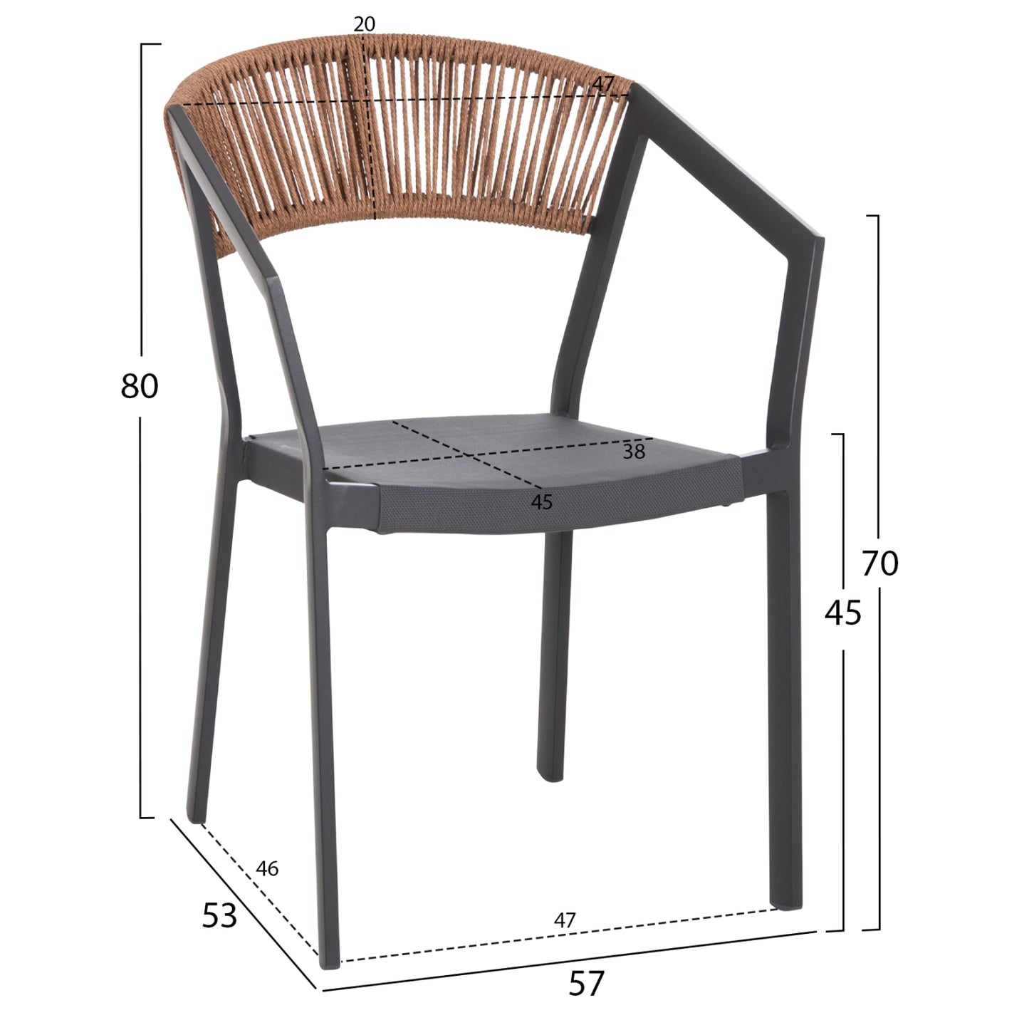 OUTDOOR DINING SET 7PCS MIRI HM10875.01 GREY METAL TABLE--ALUMINUM CHAIRS