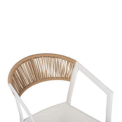 OUTDOOR DINING SET 7PCS MIRI HM10875.03 WHITE METAL TABLE--ALUMINUM CHAIRS