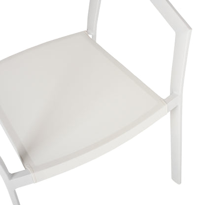OUTDOOR DINING SET 7PCS MIRI HM10875.03 WHITE METAL TABLE--ALUMINUM CHAIRS