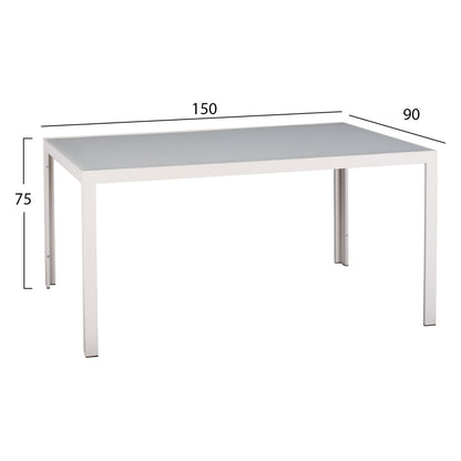 OUTDOOR DINING SET 7PCS BERG HM10876.03 WHITE METAL TABLE--ALUMINUM CHAIRS