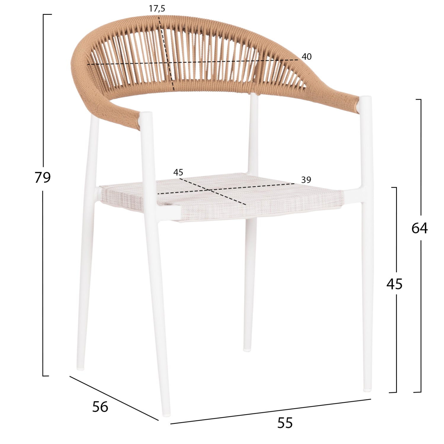 OUTDOOR DINING SET 7PCS BERG HM10876.03 WHITE METAL TABLE--ALUMINUM CHAIRS