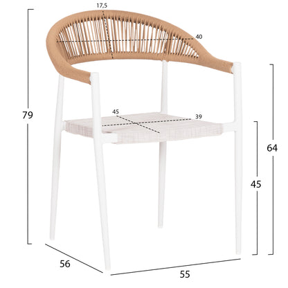 OUTDOOR DINING SET 7PCS BERG HM10876.03 WHITE METAL TABLE--ALUMINUM CHAIRS
