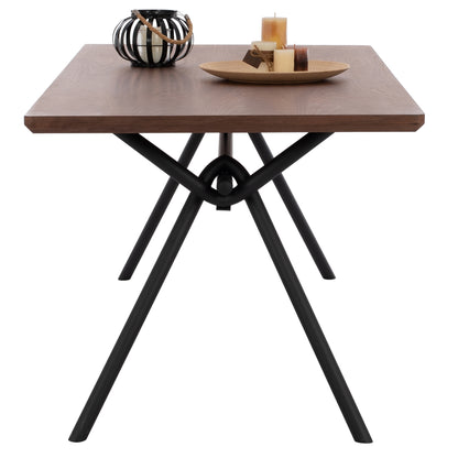 DINING SET 7PCS MANDY HM10957.03 MDF TOP--FABRIC IN TAUPE & BLACK METAL LEGS