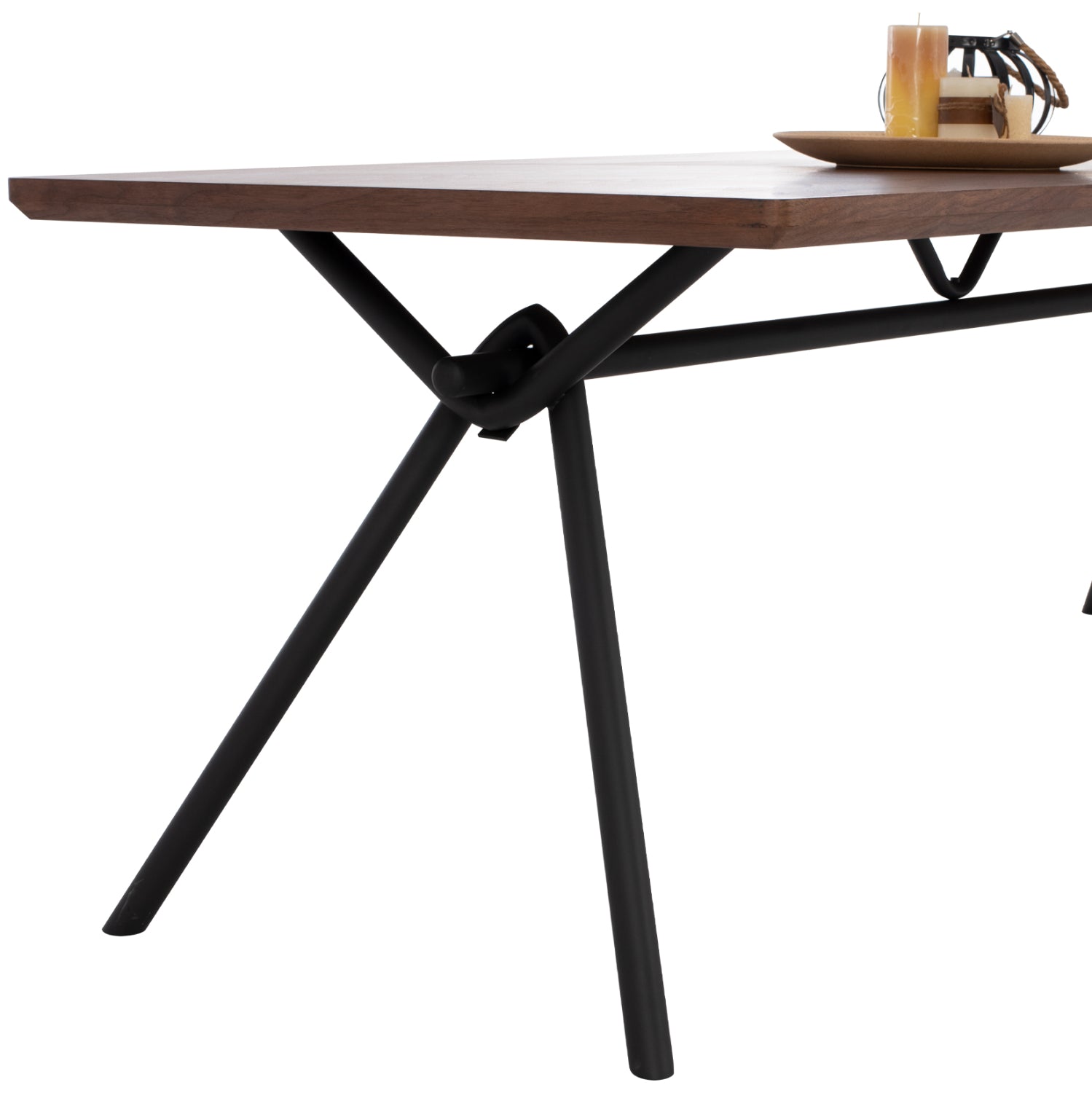 DINING SET 7PCS MANDY HM10957.03 MDF TOP--FABRIC IN TAUPE & BLACK METAL LEGS