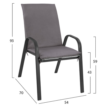 Set Dining Table 7 pieces Chairs with pillow & table 160x90 HM10571.01 Grey