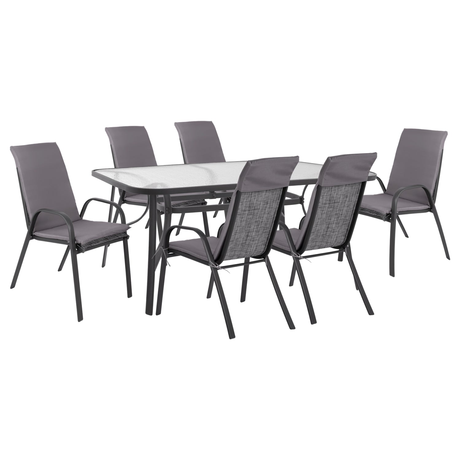Set Dining Table 7 pieces Chairs with pillow & table 160x90 HM10571.01 Grey