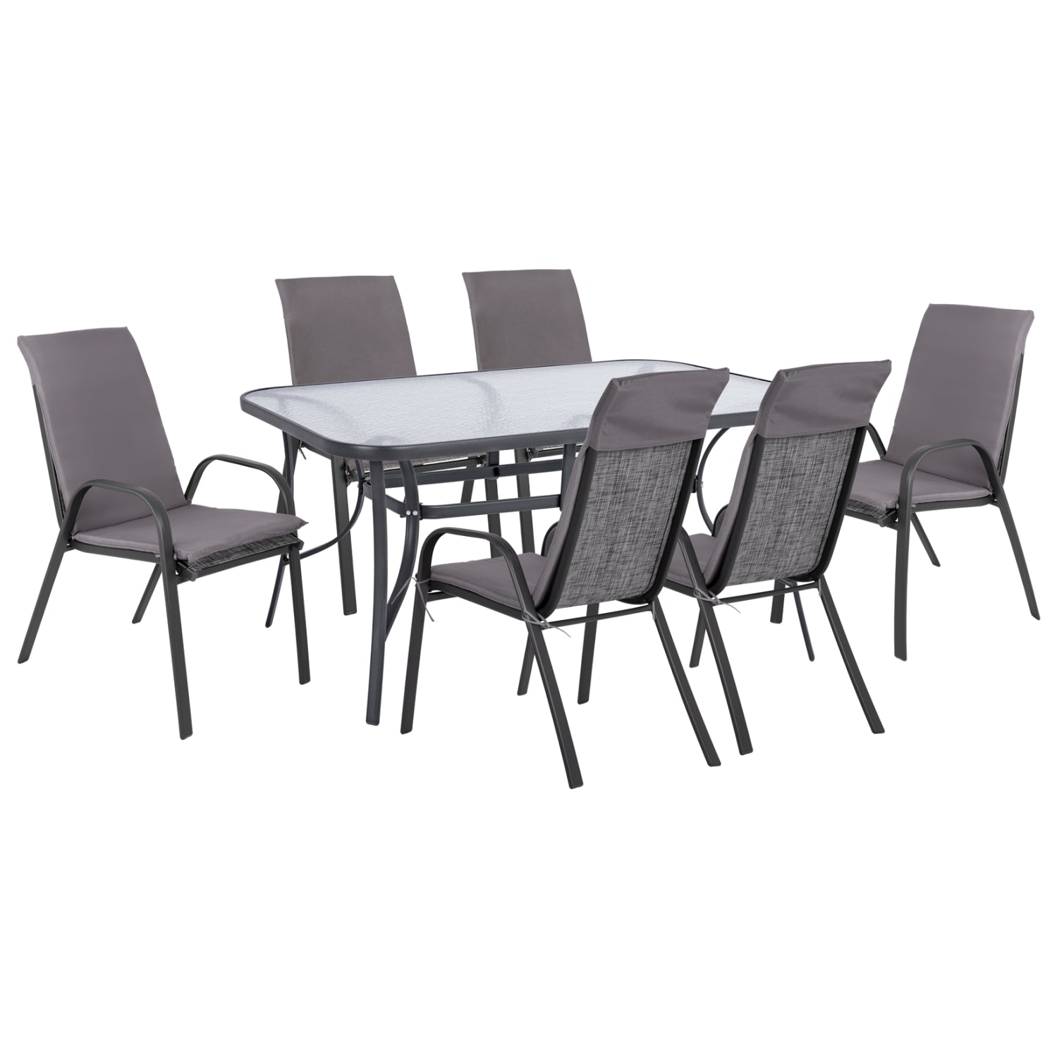 Set Dining Table 7 pieces chairs with pillow & table 150x90 HM10572.01 Grey