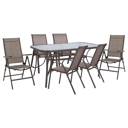 OUTDOOR DINING SET 7PCS IN BROWN COLOR HM10557.02