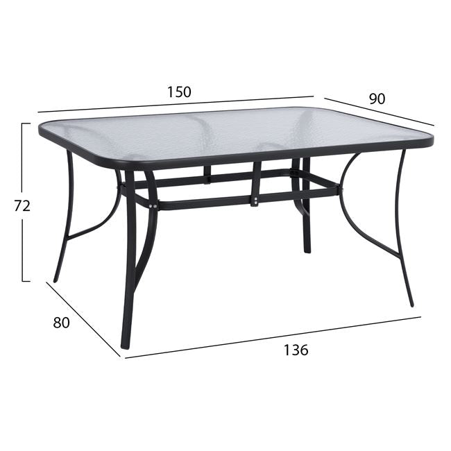 Set dining table 7 pieces HM10561.01 with table 150x90x72cm from grey metal