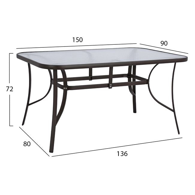 Set dining table 7 pieces HM10561.01 with table 150x90x72cm from brown metal.