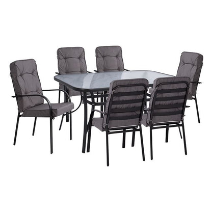 Set dining table 7 pieces HM10561.01 with table 150x90x72cm from grey metal