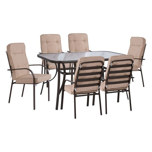 Set dining table 7 pieces HM10561.01 with table 150x90x72cm from brown metal.
