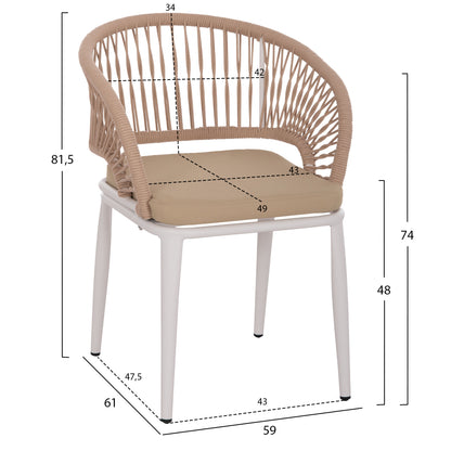 OUTDOOR DINING SET 9PCS MAGNET HM10828.02 ALUMINUM IN WHITE--POLYWOOD--P.E.ROPE