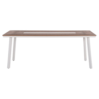 OUTDOOR DINING SET 9PCS MAGNET HM10828.02 ALUMINUM IN WHITE--POLYWOOD--P.E.ROPE