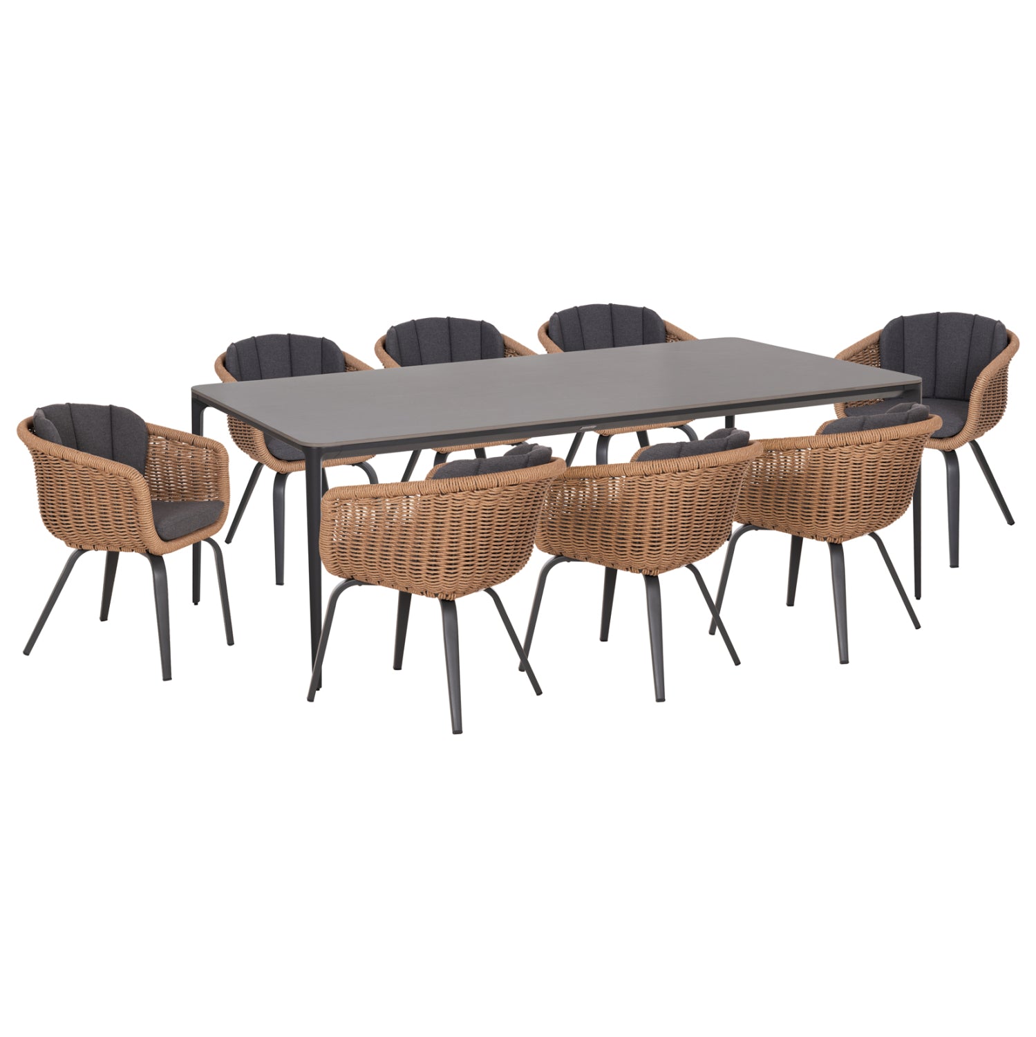 OUTDOOR DINING SET 9PCS VICTUS HM10864.01 GREY ALUMINUM-SINTERED STONE-OLEFIN--WICKER